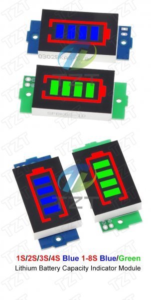 リチウムバッテリー容量インジケータモジュール 13.2-16.8V 色：ブルー バッテリー電源テスター (type：4S－16.8V) 即納 SPBKAS-5.8_画像4