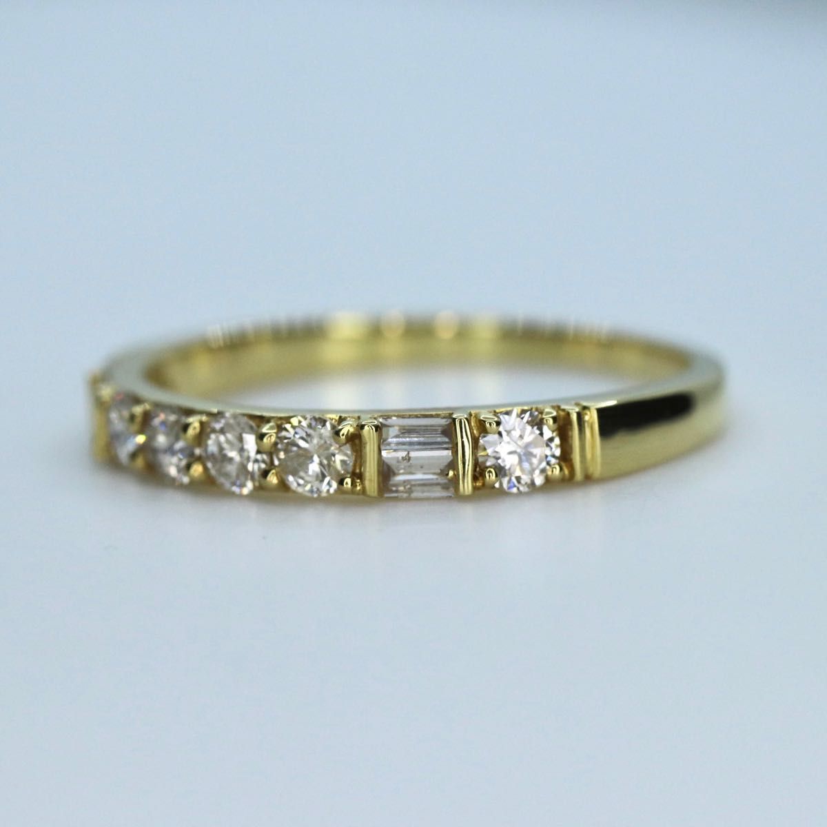 K18YG ラウンドバゲットダイヤモンドリング 0.40ct 13号