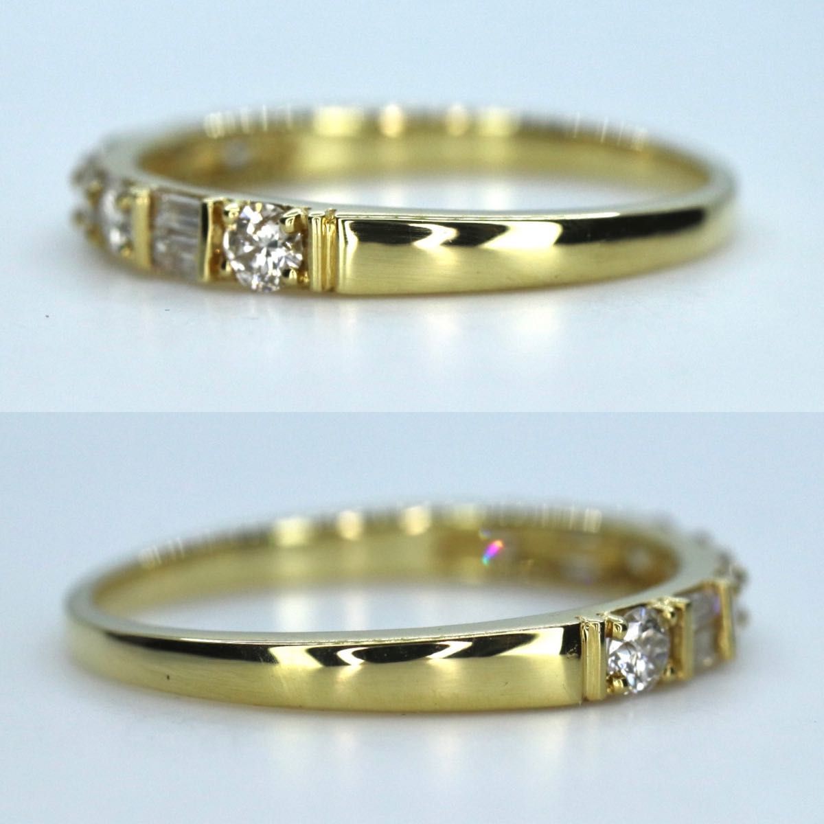K18YG ラウンドバゲットダイヤモンドリング 0.40ct 13号
