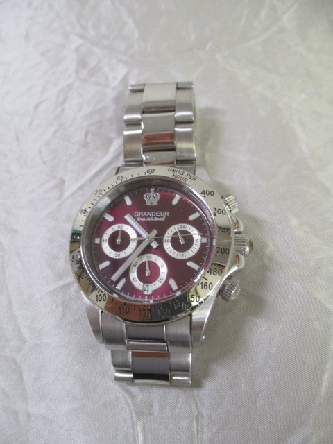 GRANDEUR face purple wristwatch (USED)90323)