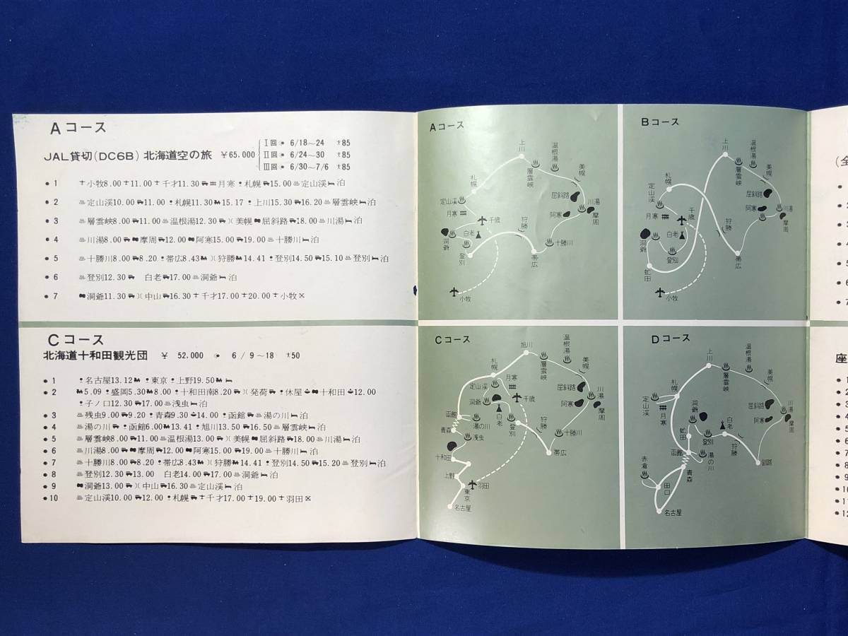 レCH1172p●【パンフレット】「ピリカホロシリ 北海道」日本交通公社 コース/行程図/空の旅/観光団/料金/会員旅行/リーフレット/昭和レトロ_画像3