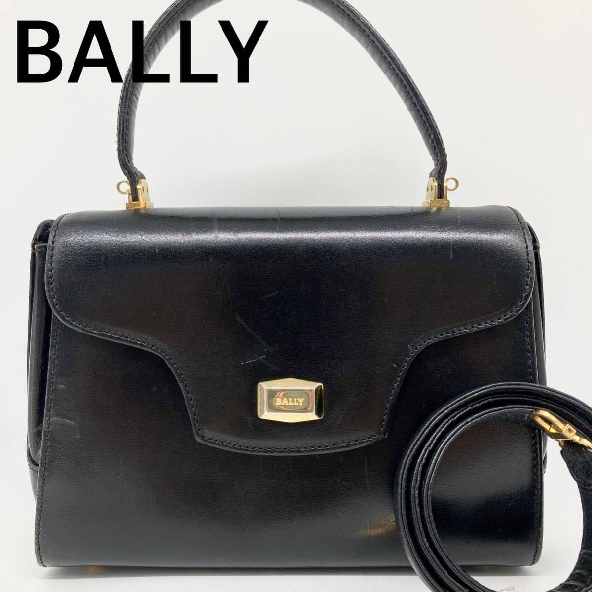 BALLY バリー Bロゴ金具付 ハンドル レザーハンドバッグ フォーマル可-