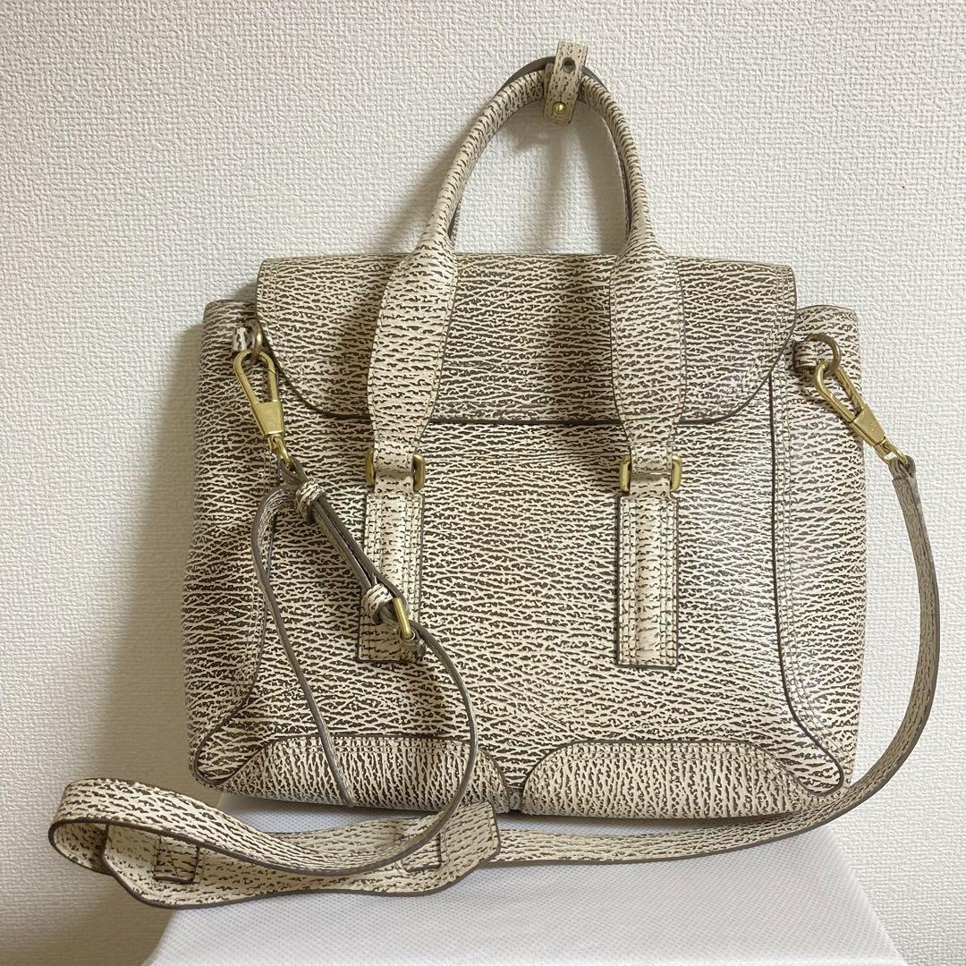3.1フィリップリム 3.1 phillip lim 2WAY レザー ショルダーバッグ アイボリー グレー