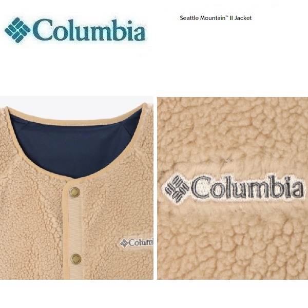 columbia コロンビア シアトルマウンテンⅡジャケット ビーチ×ネイビー XL　AE5693　メンズ　リバーシブル　アウトドア　フリース_画像5