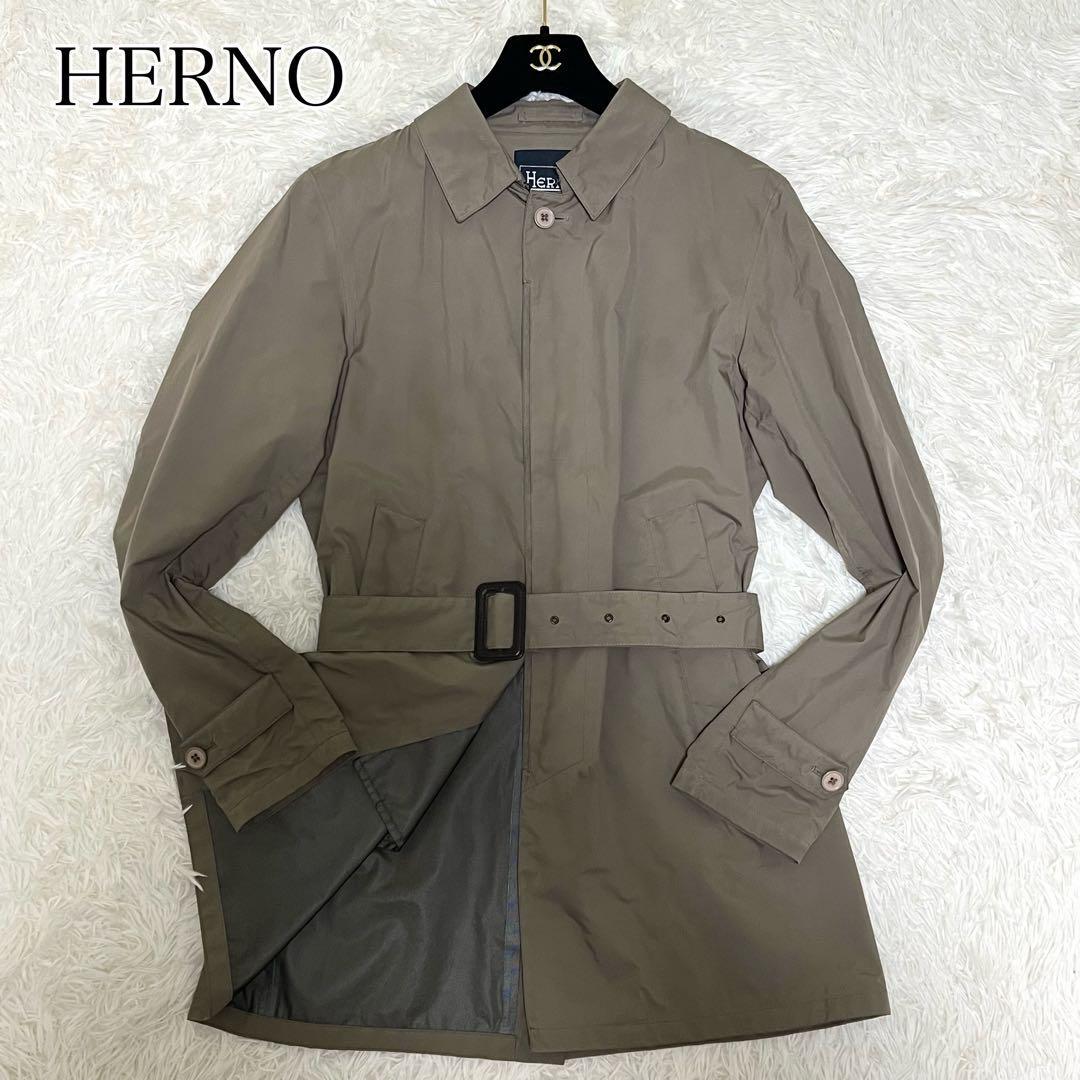 美品】HERNO ステンカラーコート ラミナー ゴアテックス ベルト付-
