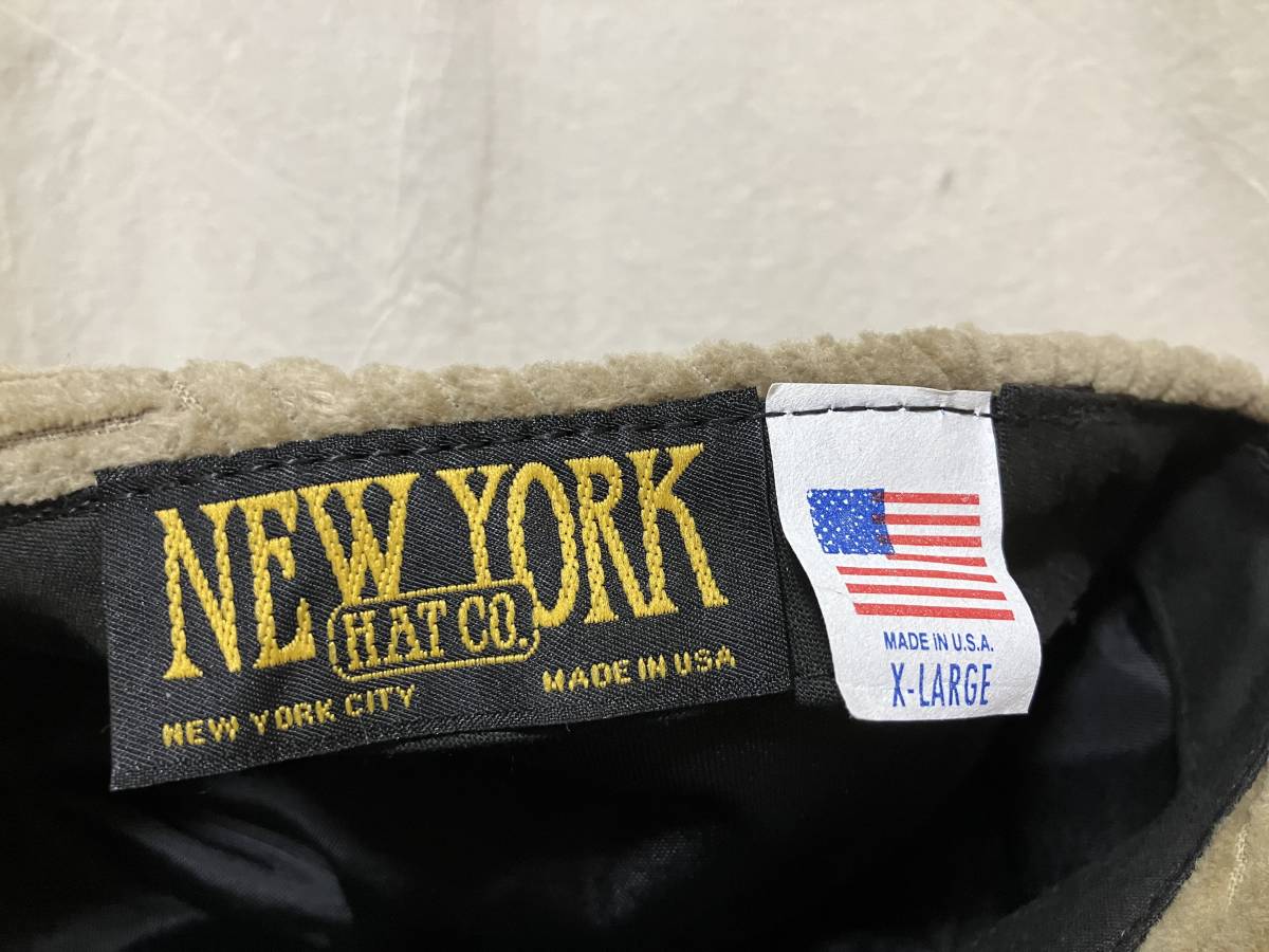 NEWYORK HAT MADE IN U,S,A, ニューヨークハット コーデュロイハンチング/帽子 ベージュ系 XL(大きくはありません) 中古品 しわ癖あり