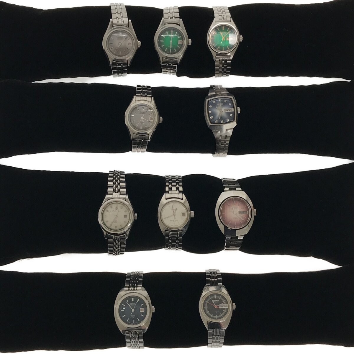 【SEIKO CITIZEN 腕時計 稼働有 10本まとめ】セイコー シチズン 自動巻き AUTOMATIC デイデイト カットガラス レディース 動作未確認 T1132