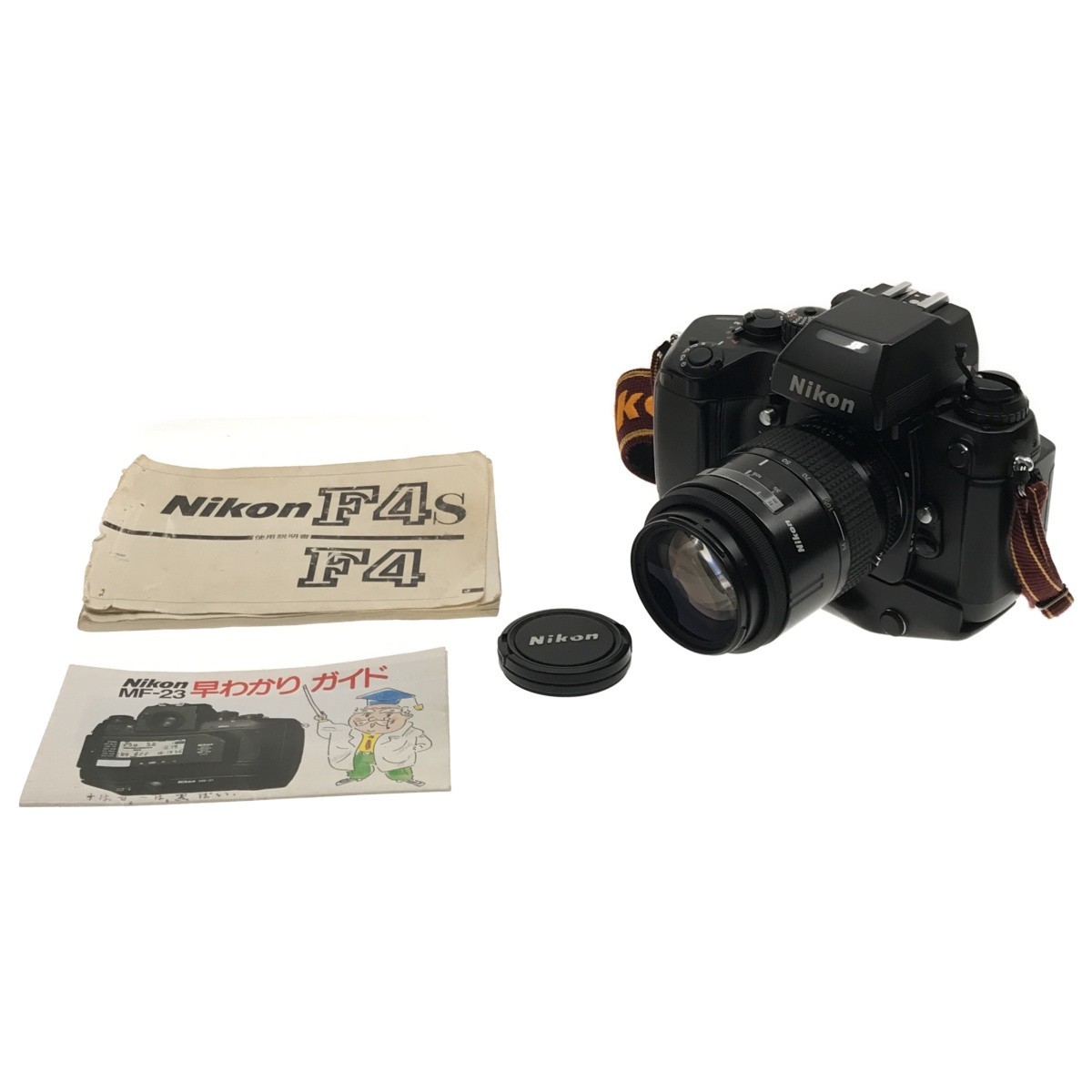 【動作美品】Nikon F4S NIKKOR 35-105 F3.5-4.5 ニコン 高級AF一眼レフ MB-21 コントロールバック MF-23 説明書 レンズ ブラック C3779