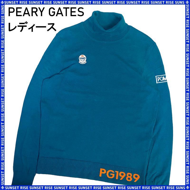 PEARLY GATES パーリーゲイツ タートルネック ニットセーター 2021年モデル ブルー 0 レディース ゴルフウェア 2309‐NP‐4191‐G02