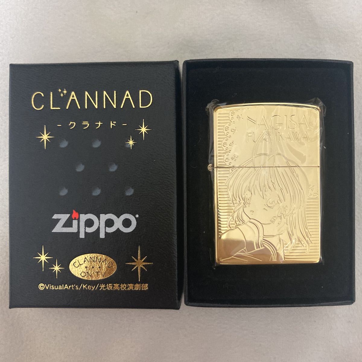 【希少・シリアル000】CLANNAD 古河渚 ZIPPO Gold Limited key 京アニ アニメ クラナド ジッポー ゴールドリミテッド ライター 未使用品_画像1