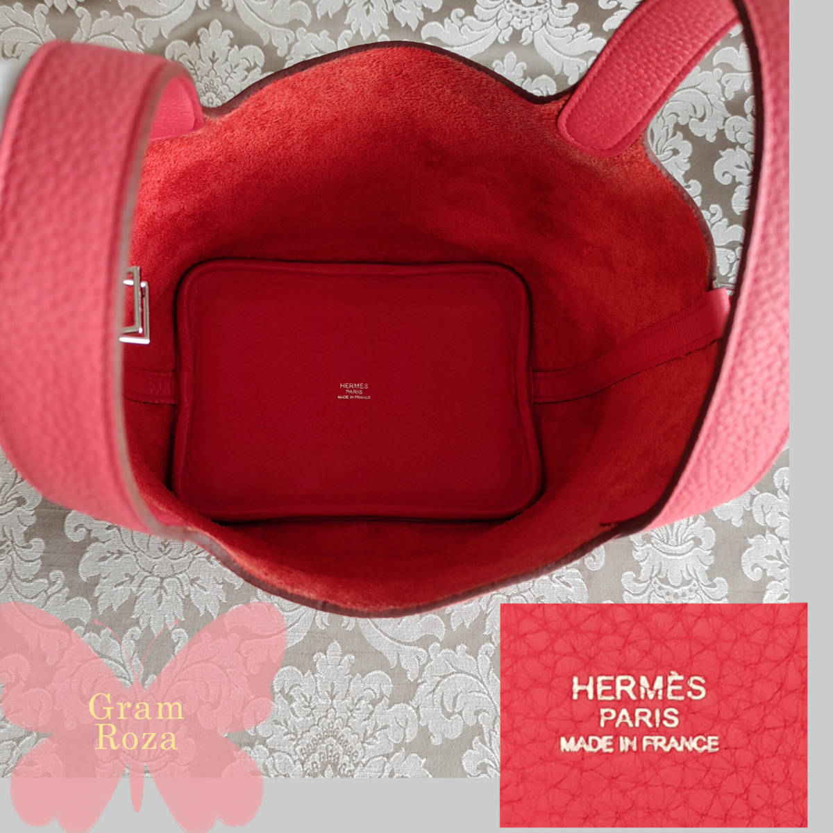 ＜お得なお品＞ピコタンロックPM18 ローズジャイプール エルメス □N刻印 GramRoza Hermes ハンドバッグ_画像6