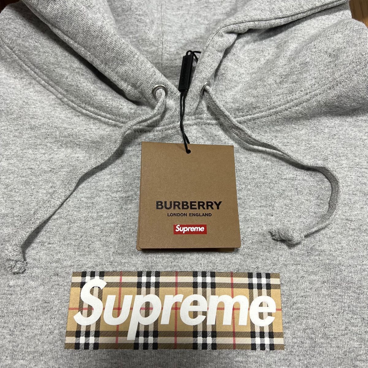 Supreme Burberry Box Logo Hooded Sweatshirt Heather Grey L｜Yahoo