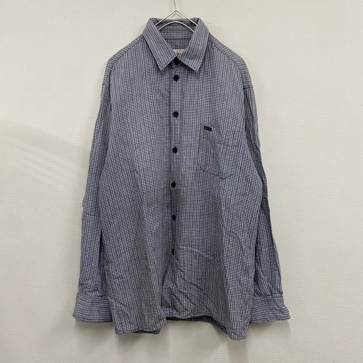 Calvin Klein Jeans カルバンクライン 長袖シャツ チェックシャツ サイズM ブルー 青 メンズ トップス 最落なし （S7）_画像1