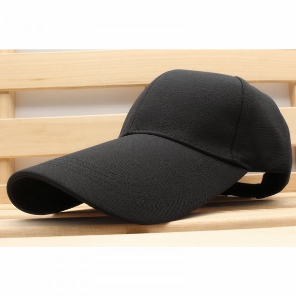 野球帽子 ツバ長10.5cm カジュアル派 ポリ キャップ 帽子 56cm~58cm BK メンズ レディース CC38-1_画像1