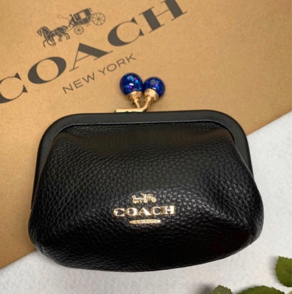 新品 未使用 COACH がま口財布 ブラック|PayPayフリマ