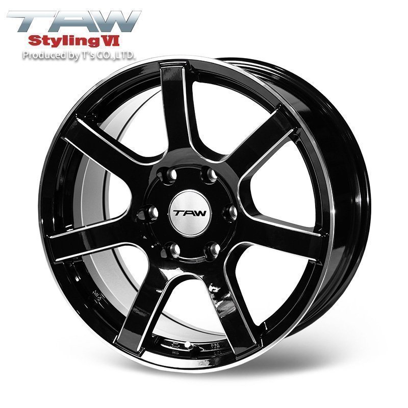 SALE ハイエース 18インチ 6穴 ホイールセット 4本 TAW Styling6 18X8.0J +37 6H139.7 グロスブラック/リム＆エッジマシニング_画像2