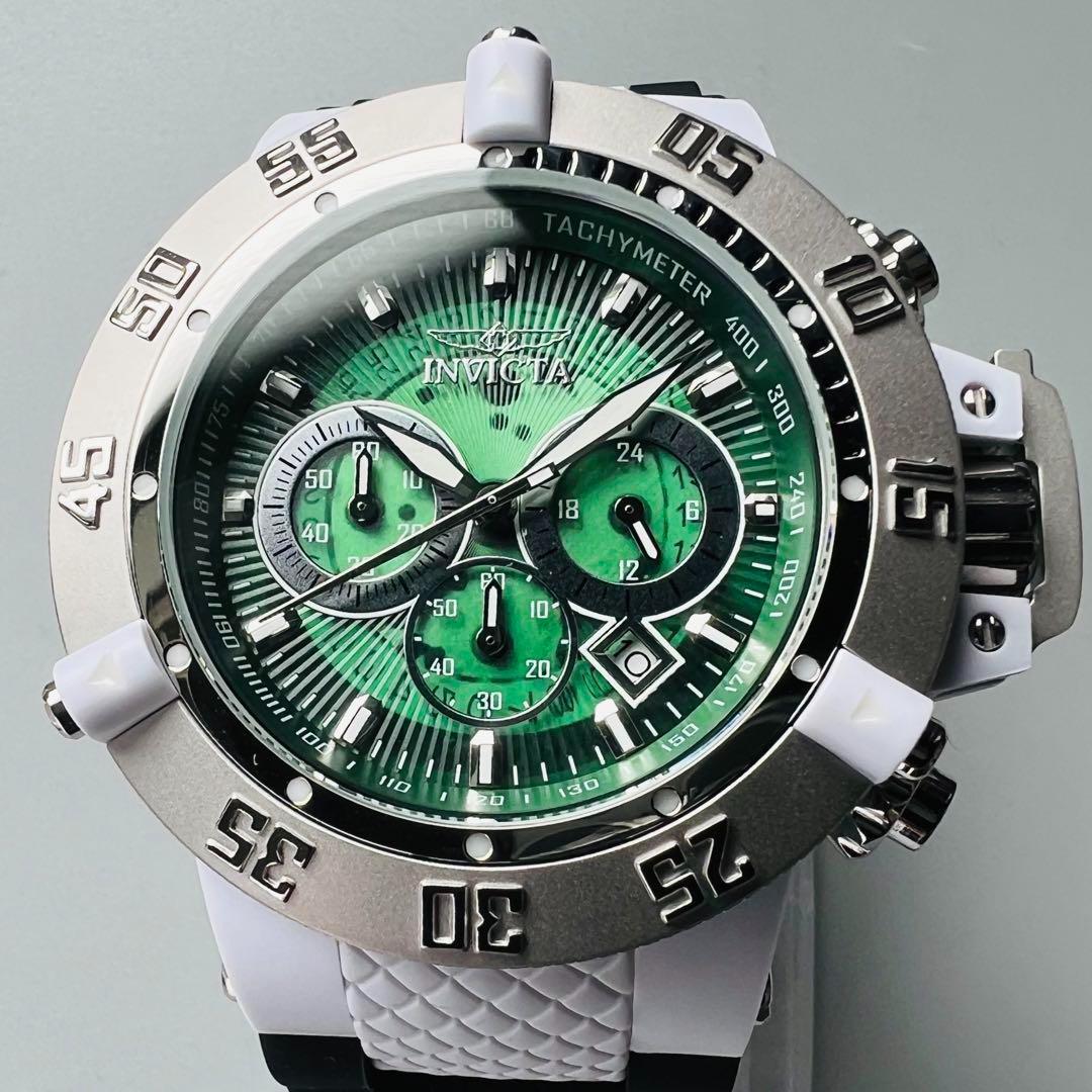 INVICTA インビクタ サブアクア メンズ 新品 グリーン ノマ3 NomaⅢ 腕時計 ブラック ホワイト シルバー クロノグラフ クォーツ 銀 緑