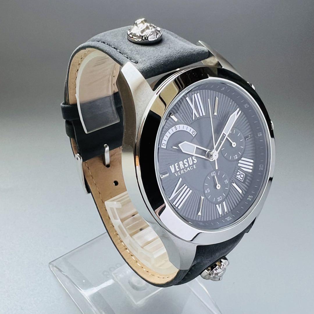 ヴェルサス ヴェルサーチ 腕時計 ベルサーチ 新品 メンズ 44mm クォーツ クロノグラフ シルバー ブラック ケース付属 レザーストラップ_画像7