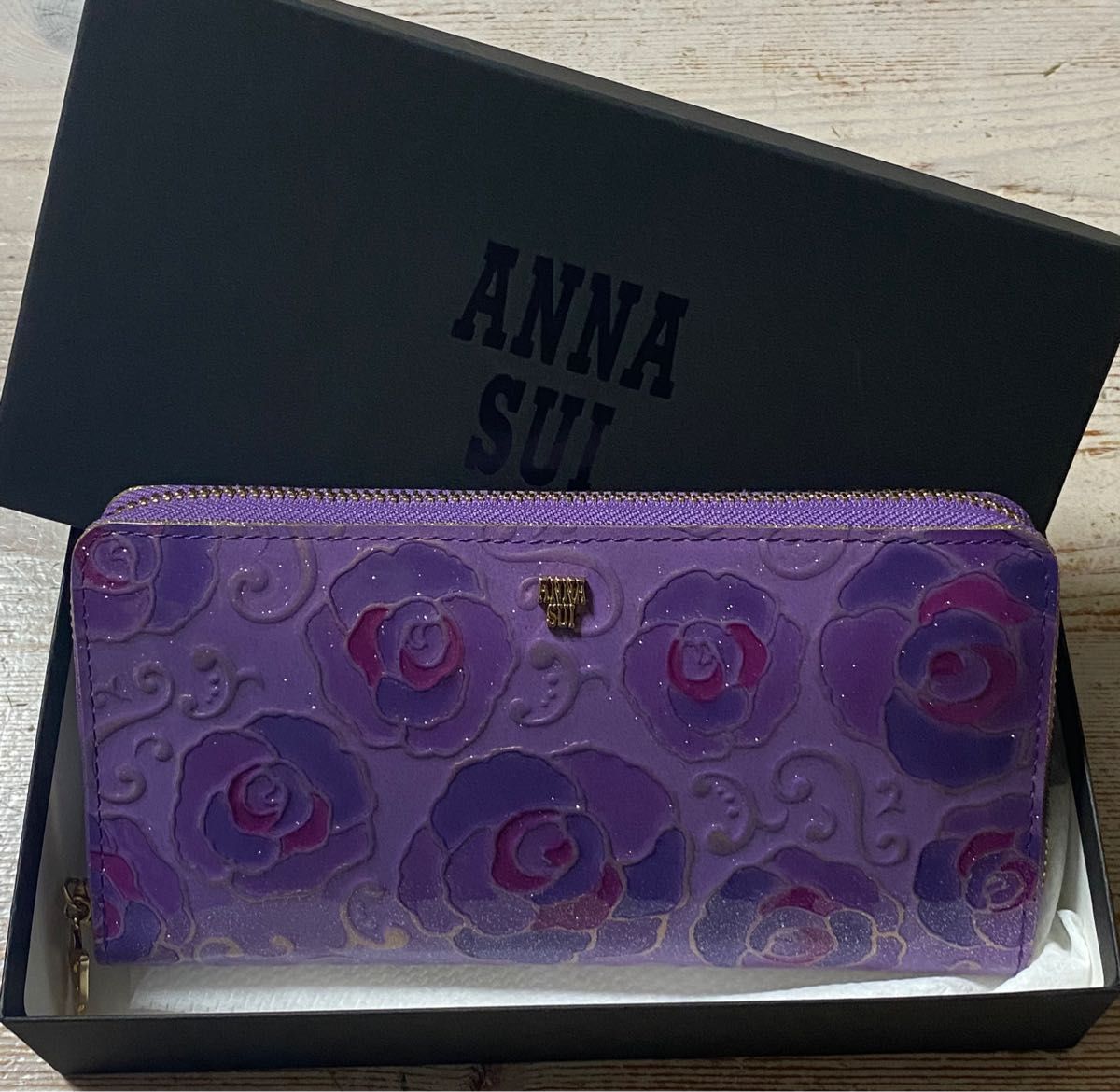 【新品未使用】ANNA SUI アナスイ ラウンドファスナー長財布 マジカルローズ パープル　