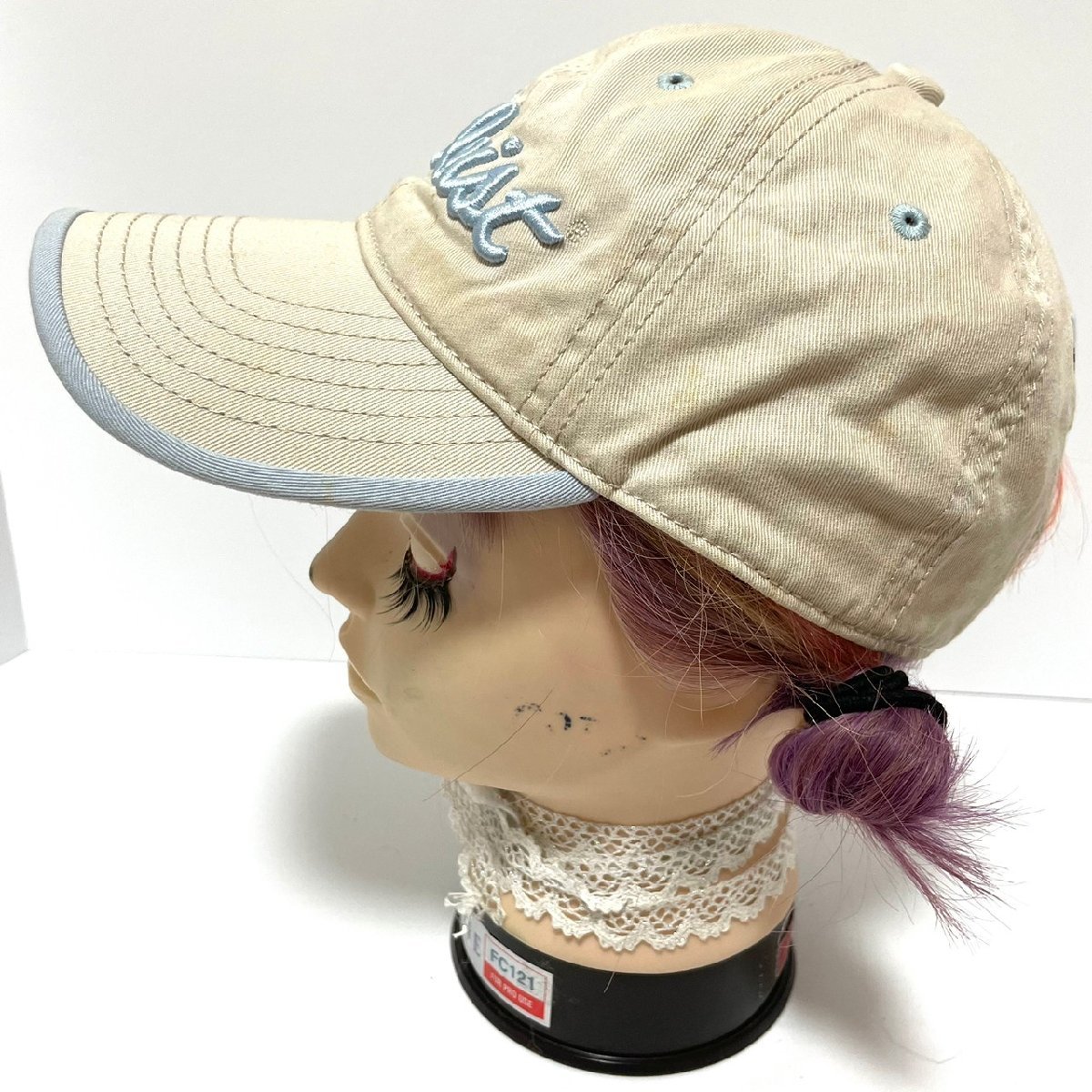 (^w^)b タイトリスト ゴルフ キャップ 帽子 ベージュ × ライト ブルー Titleist FJ 刺繍 CAP ストラップベルト 調節 可能 C0474EE_画像3