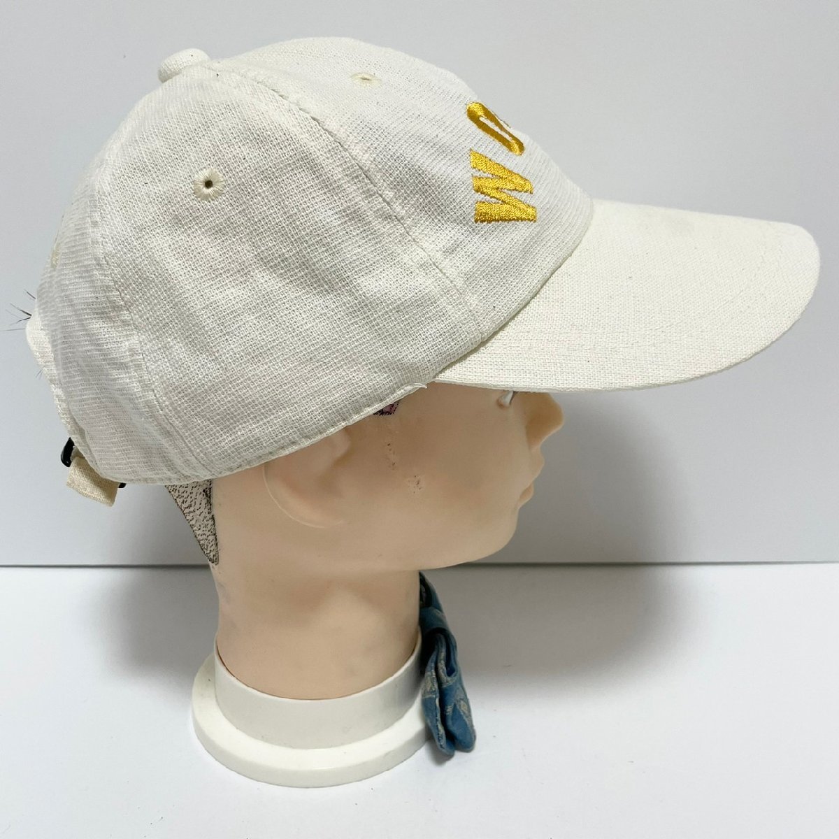 (^w^)b ウッディー・ウッドペッカー 80s 90s ヴィンテージ キャップ 帽子 白 金 WOODY WOODPECKER ロゴ 刺繍 フリー 56-59cm C0565EE_画像3