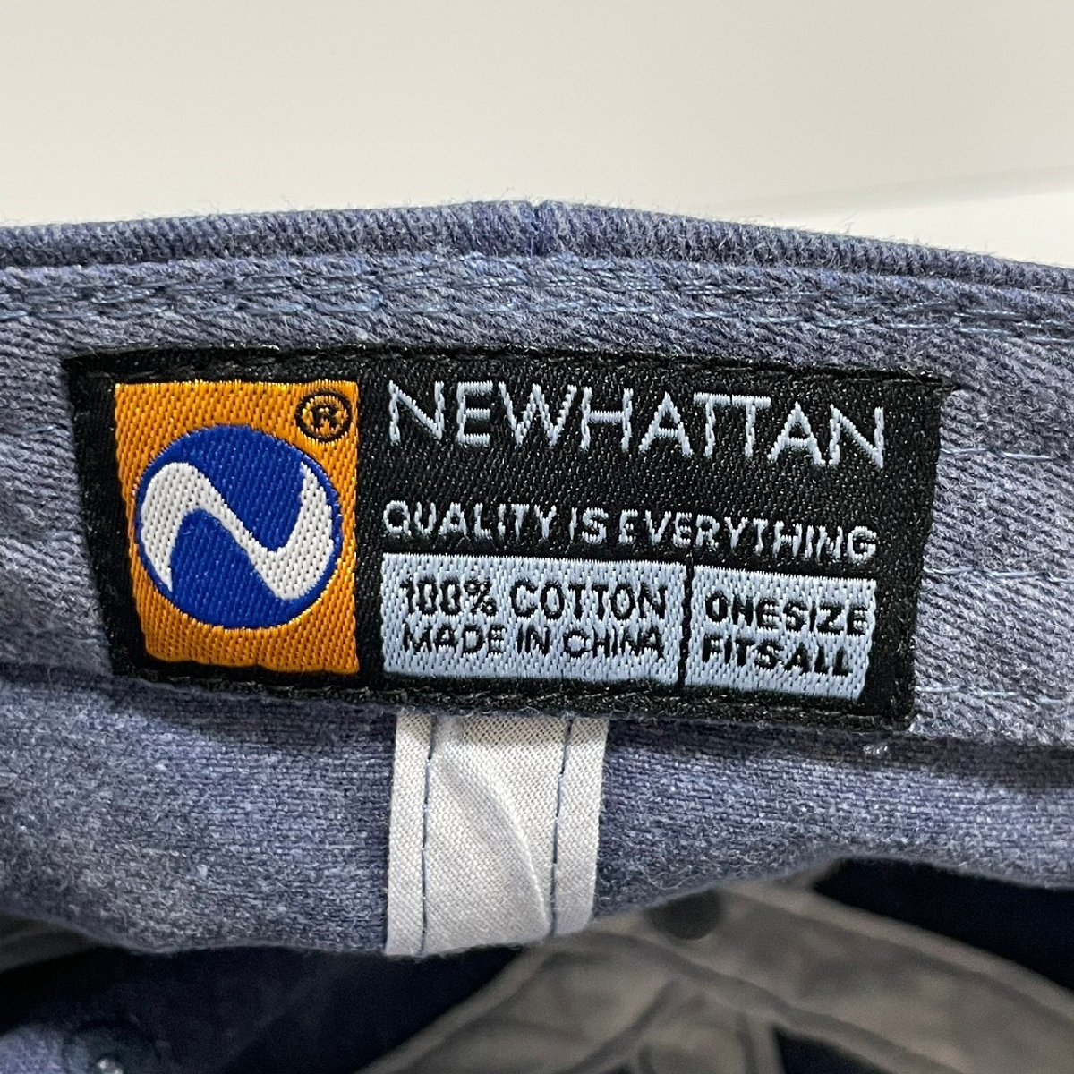 (^w^)b ニューハッタン デニム キャップ 帽子 ブルー NEW HATTAN newhattan ロゴ 刺繍 ダメージ 加工 ストラップ ベルト ONE SIZE C0441EE_画像9