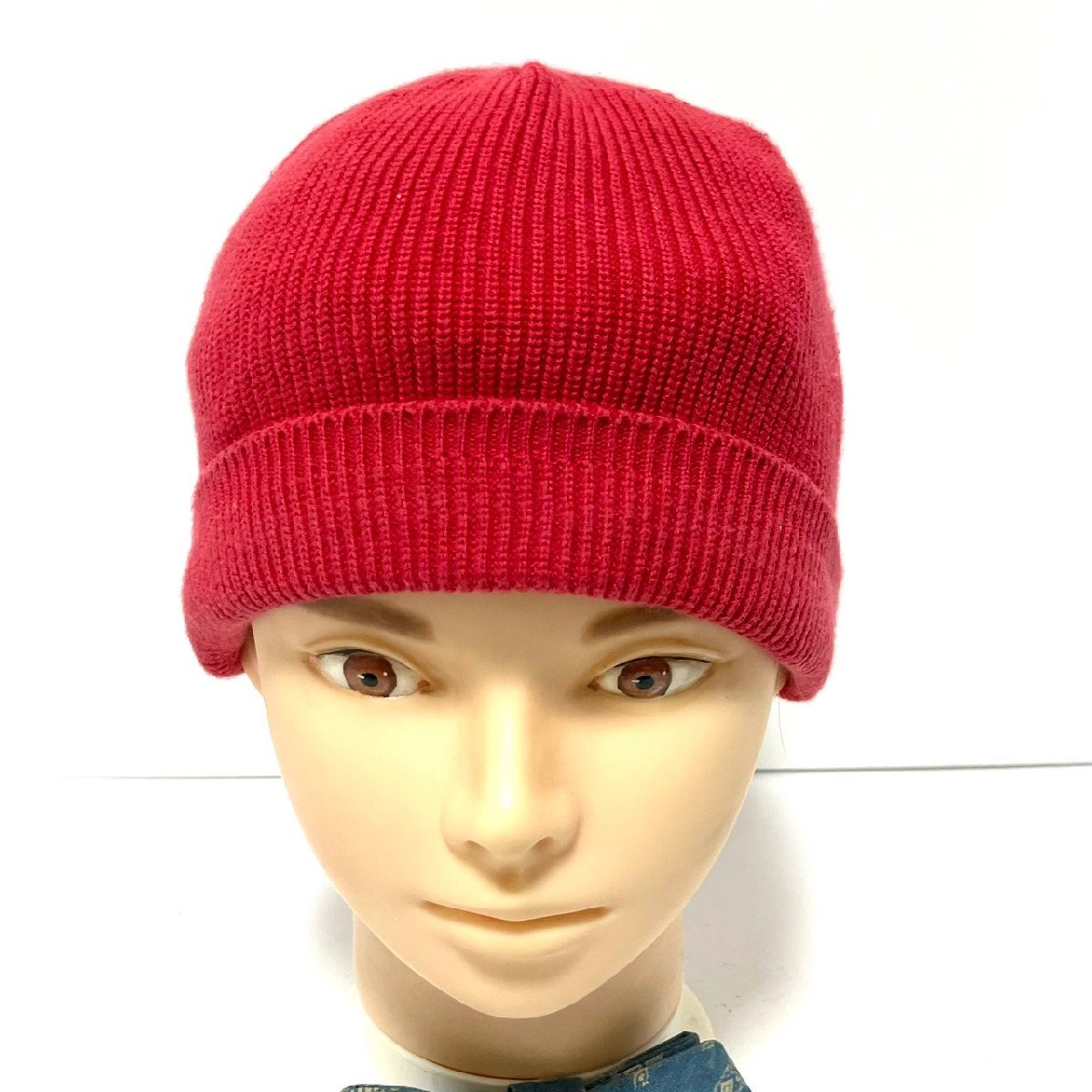 (^w^)b 日本製 ドゥニーム ビー二ー ニット キャップ 帽子 レッド Denime MANUFCTURED BY DENIME AUTHENTIC CLOTHING 無地 FREE C0248EE_画像4