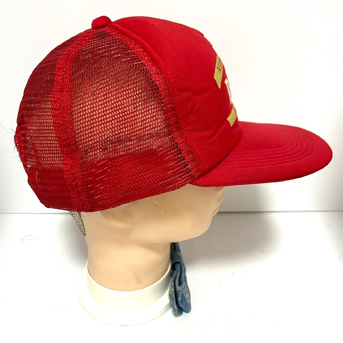 (^w^)b 80s 90s ヴィンテージ アサヒ 赤生 ビール ハーフ メッシュ キャップ 帽子 レッド ASAHI'S ORIGINAL REDS RED BEER C0417EEの画像3