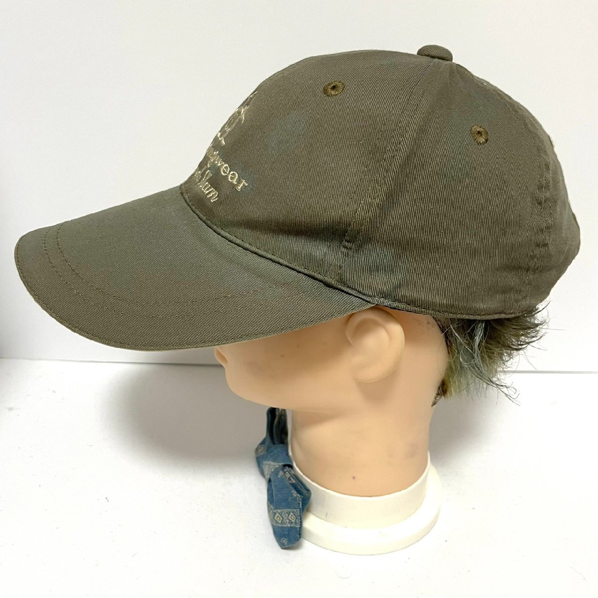 (^w^)b マンシングウェア 80s 90s ヴィンテージ キャップ 帽子 カーキ MUNSINGWEAR GRANDSLAM ロゴ 刺繍 デサント L 57-59㎝ C0390EE_画像2
