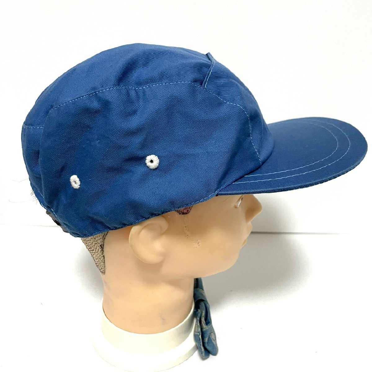 (^w^)b 80s 90s ヴィンテージ ワーク キャップ 帽子 ブルー WORK CAP 作業帽 ヘッド ウェア シンプル ミリタリー スナップバック C0388EE_画像3