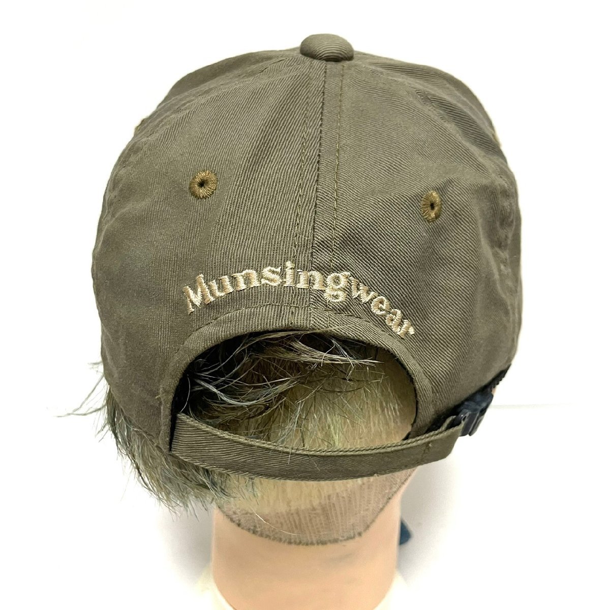 (^w^)b マンシングウェア 80s 90s ヴィンテージ キャップ 帽子 カーキ MUNSINGWEAR GRANDSLAM ロゴ 刺繍 デサント L 57-59㎝ C0390EE_画像5