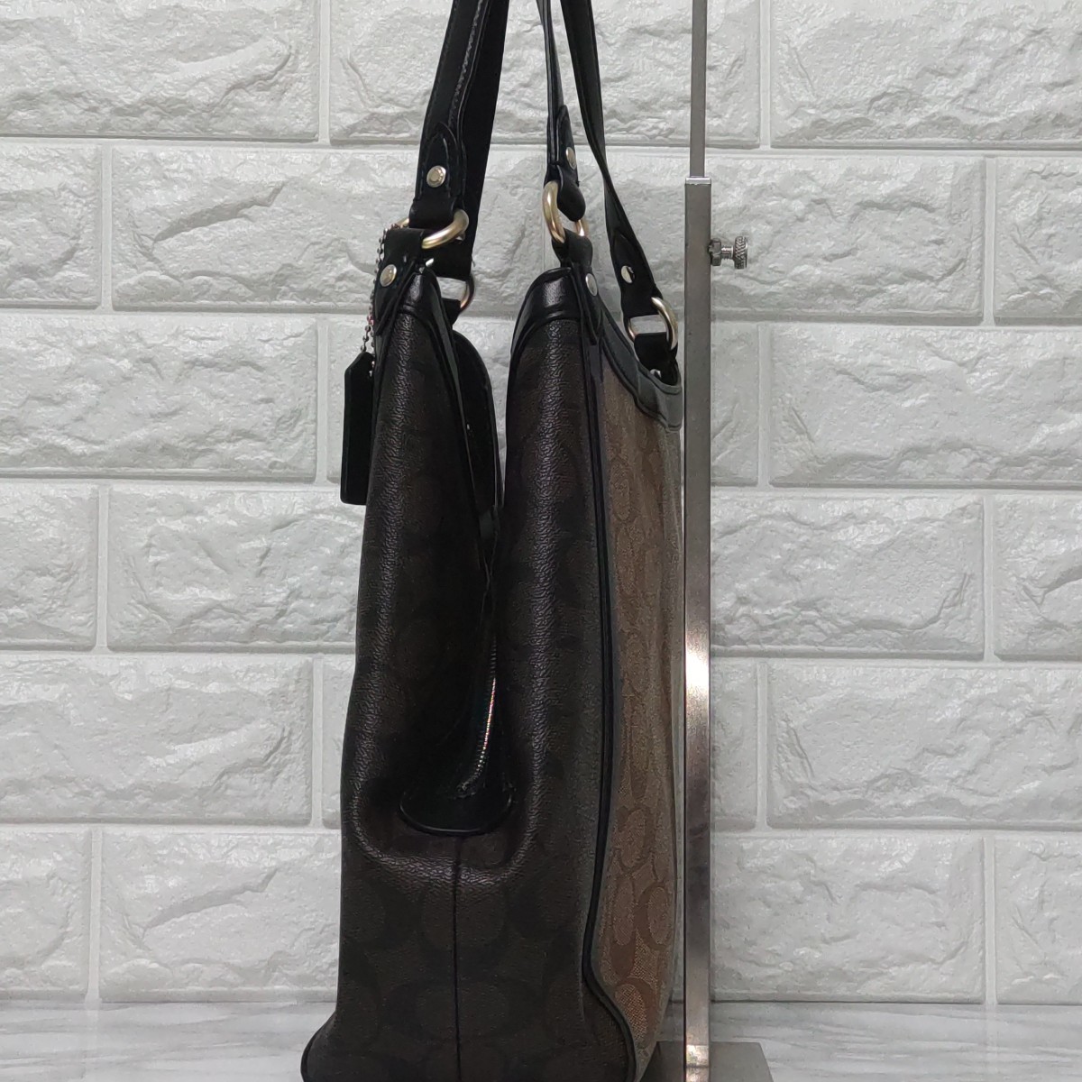 COACH Coach shoulder bag khaki × Brown multicolor block 