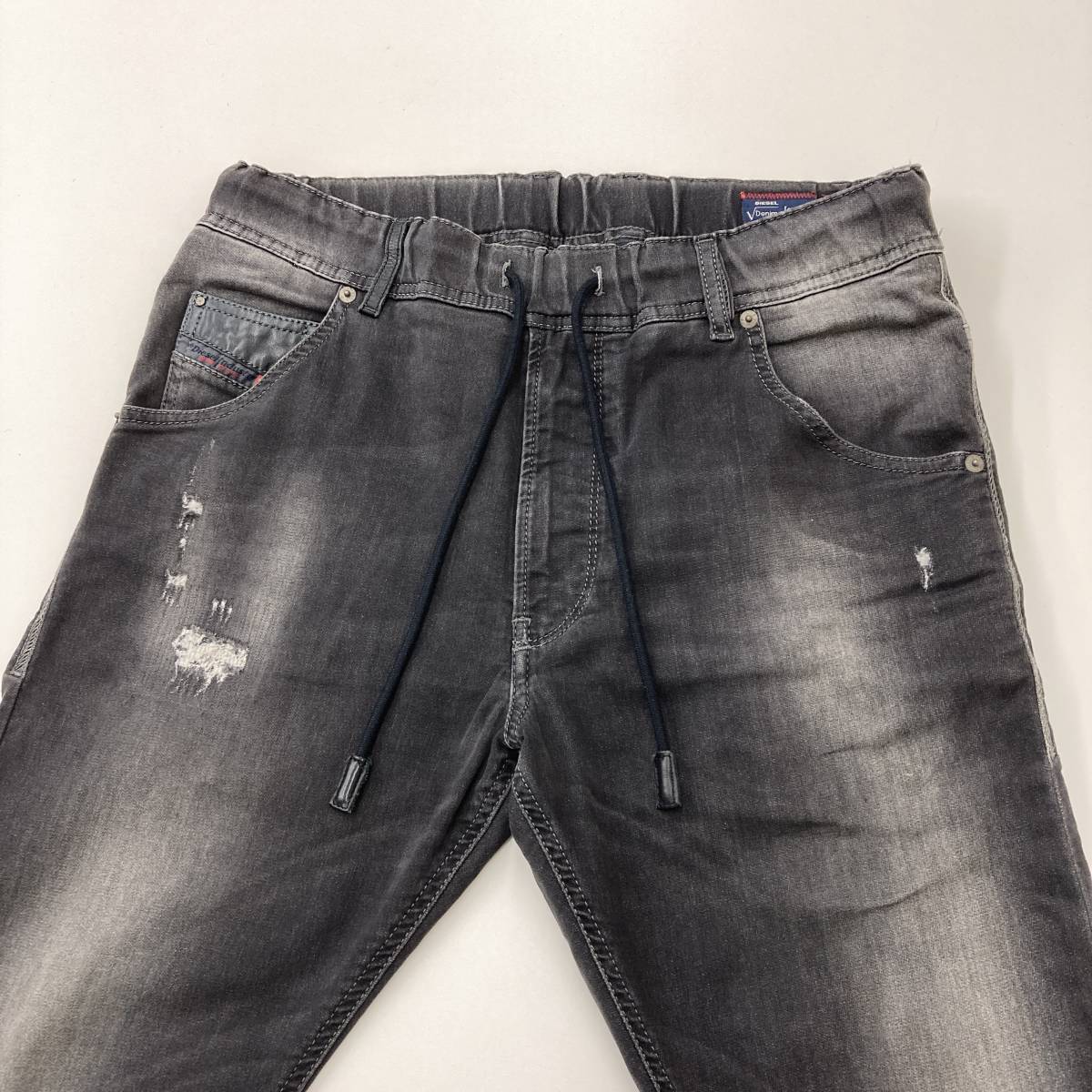 DIESEL Jogg Jeans KROOLEY-NE ダメージ加工 ジョグジーンズ グレー メンズ W30 ディーゼル ジョガーパンツ スウェットデニム 3080055_画像6