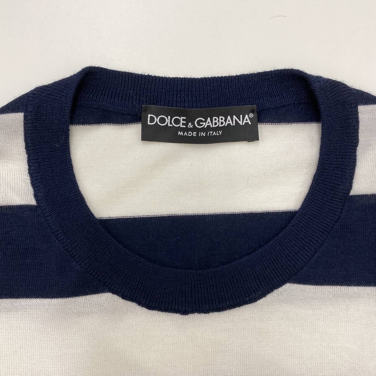 DOLCE&GABBANA cashmere wool border knitted sweater Italy made men's 46 size Dolce & Gabbana Dolce&Gabbana D&G 3060300
