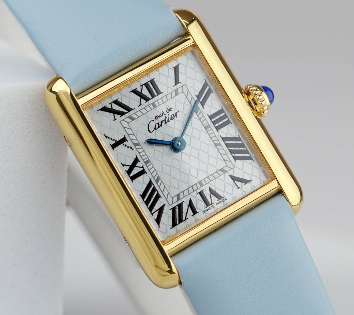 美品 カルティエ マスト タンク アクアリーノ ブルー ローマン SM Cartier_画像2