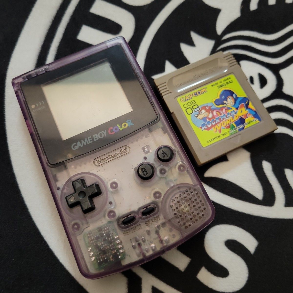 Nintendo ゲームボーイカラー 本体 GAMEBOYCOLOR クリアパープル スケルトン ロックマンソフト付き