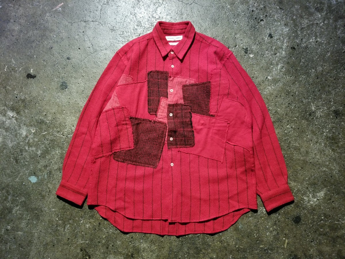 あす楽対応】 1999AW ウール縮絨パッチワークシャツ 製品染め 99AW