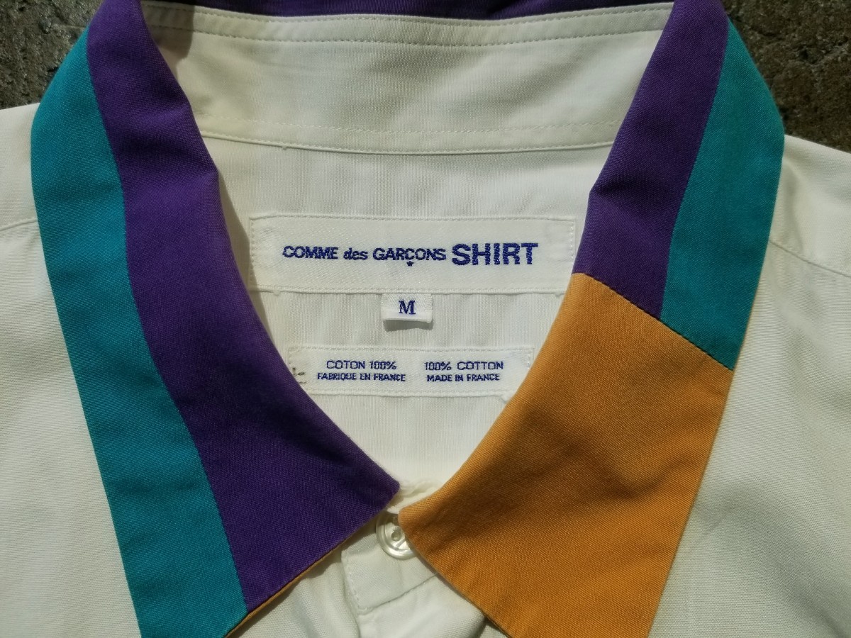 COMME des GARCONS SHIRT 80s 襟パッチワークシャツ 1980s 刺繍タグ コムデギャルソンシャツ 初期_画像4