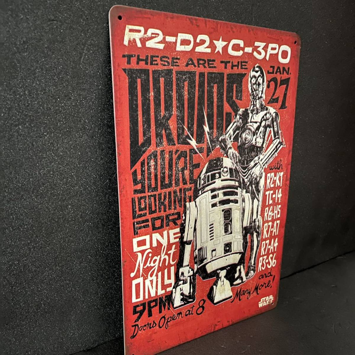 ブリキ看板 アメリカン雑貨 R2-D2 C-3PO スターウォーズデザイン_画像3