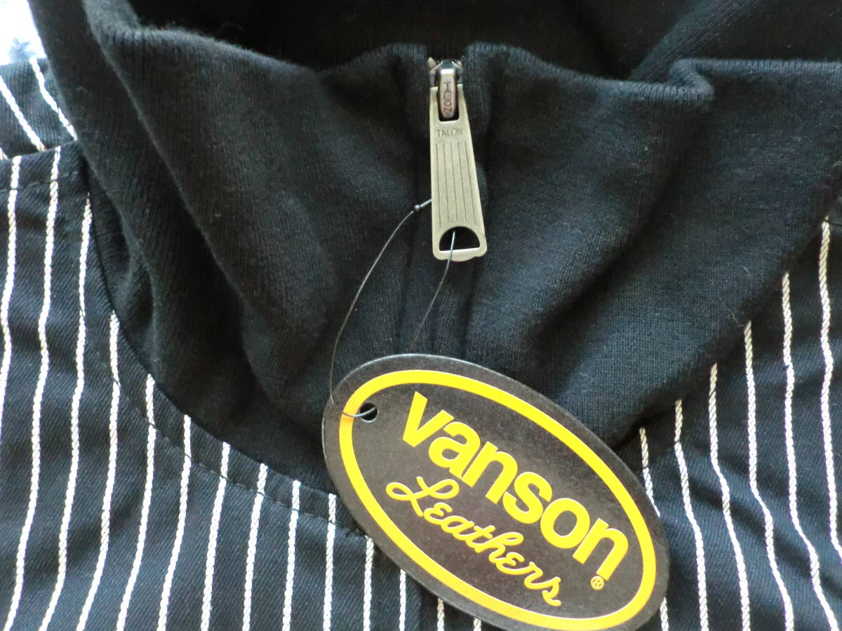 ★VANSON「VANSON LEATHERS/バンソンレザー/長袖ストライプジャケット/黒デニム＆刺繍/TALON製（タロン）ジッパー/サイズ：S」_画像4