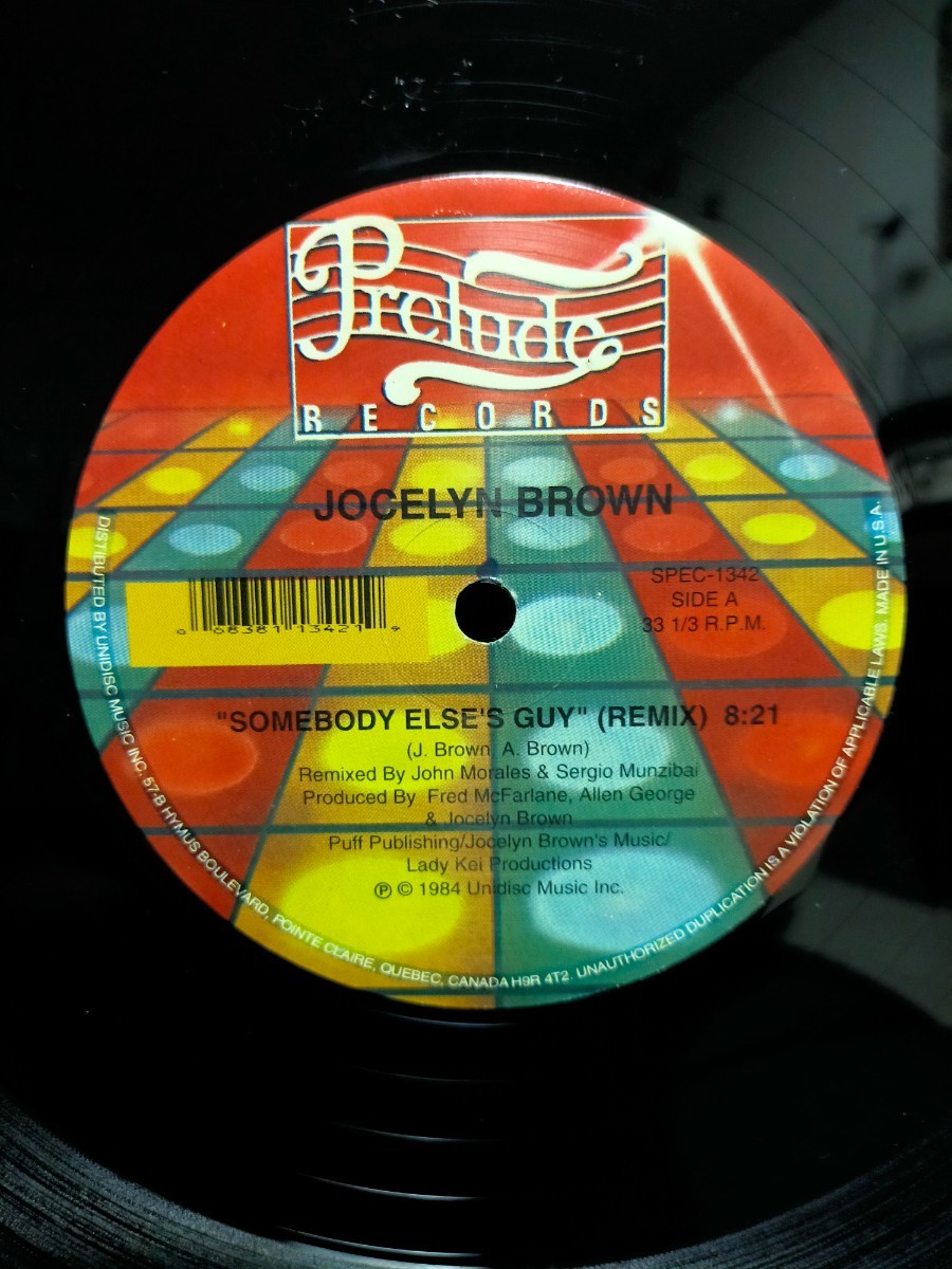JOCELYN BROWN - SOMEBODY ELSE'S GUY （REMIX）【12inch】1984' US盤_画像1