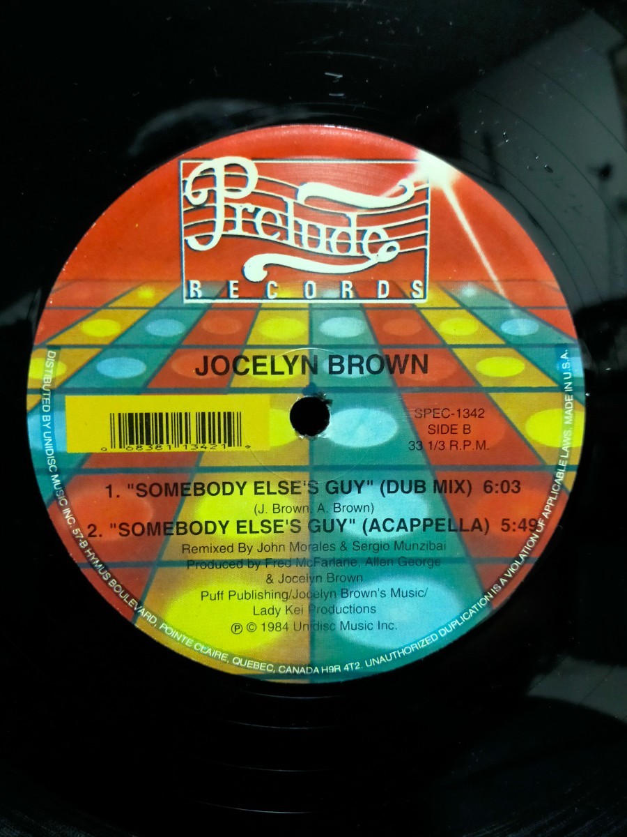 JOCELYN BROWN - SOMEBODY ELSE'S GUY （REMIX）【12inch】1984' US盤_画像2