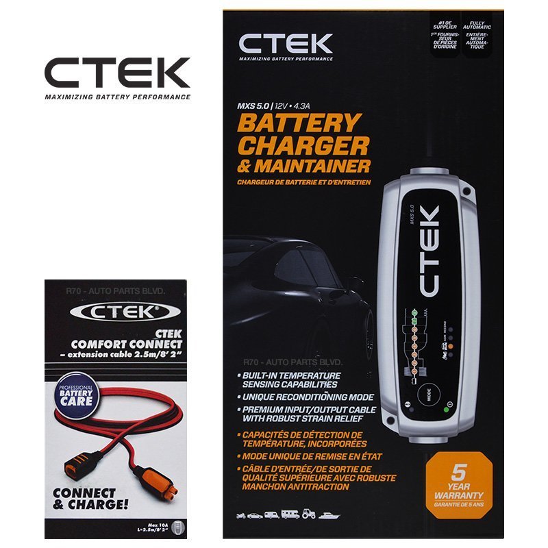 CTEK シーテック バッテリー チャージャー 最新 新世代モデル MXS5.0 正規日本語説明書付 延長ケーブルセット 二輪用AGM完全対応 新品の画像1