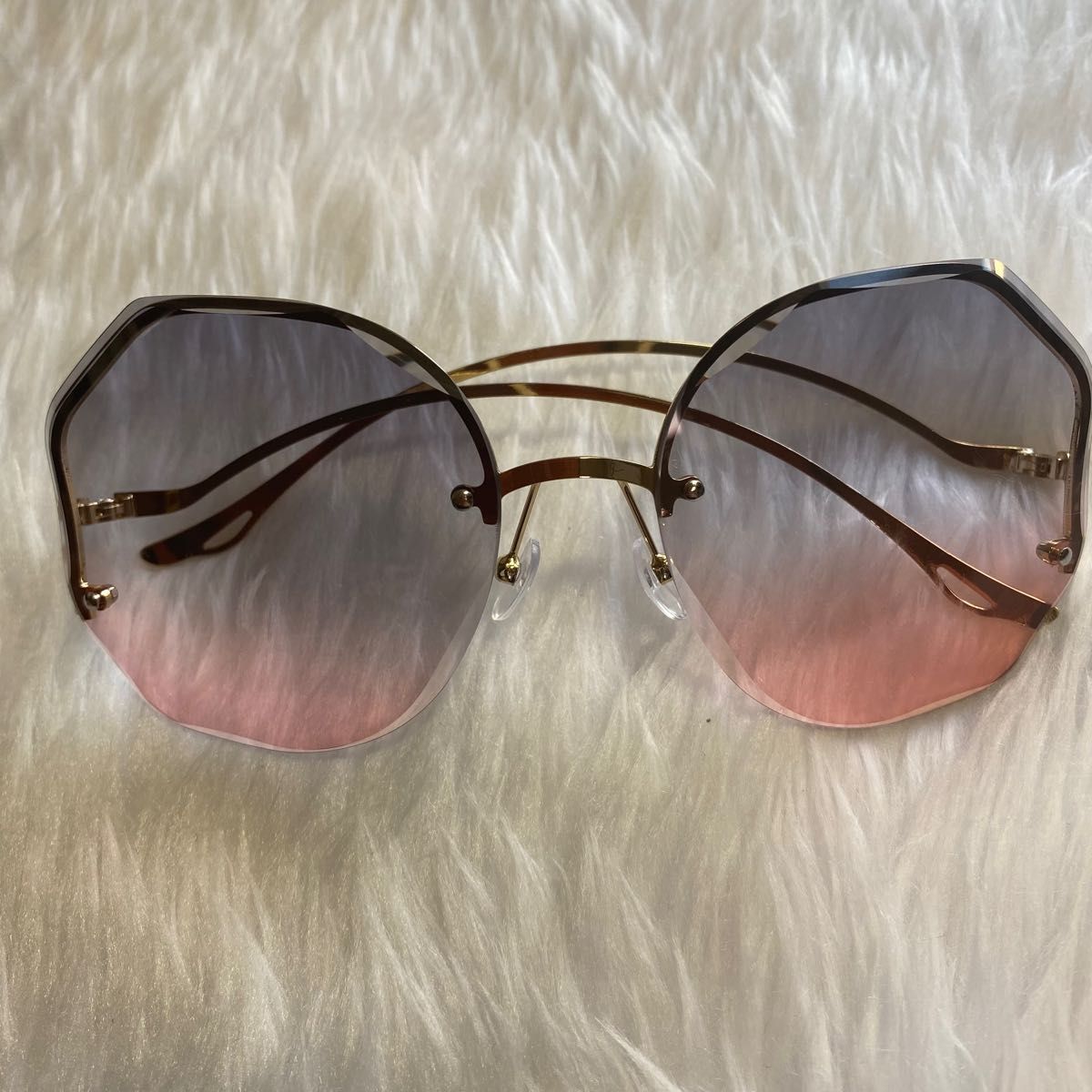 45個性的メガネフレーム眼鏡めがねサングラス紫グレーピンク金ゴールドUVカット