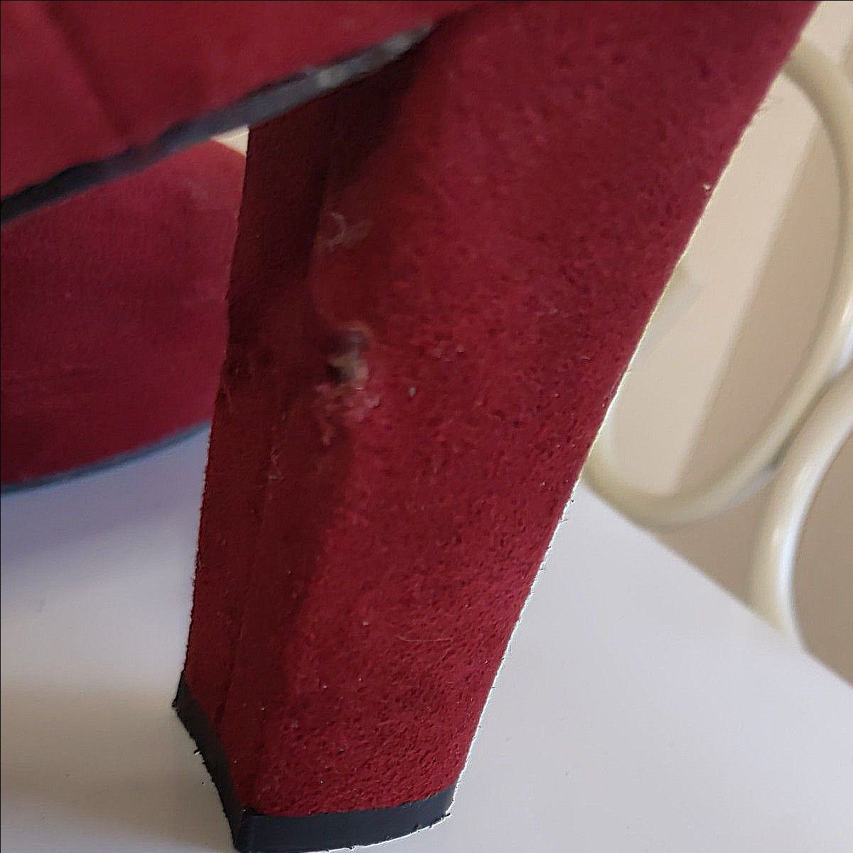ESPERANZA 赤色スエード調の太めのヒールありパンプス　アンクレット付き取り外し可能