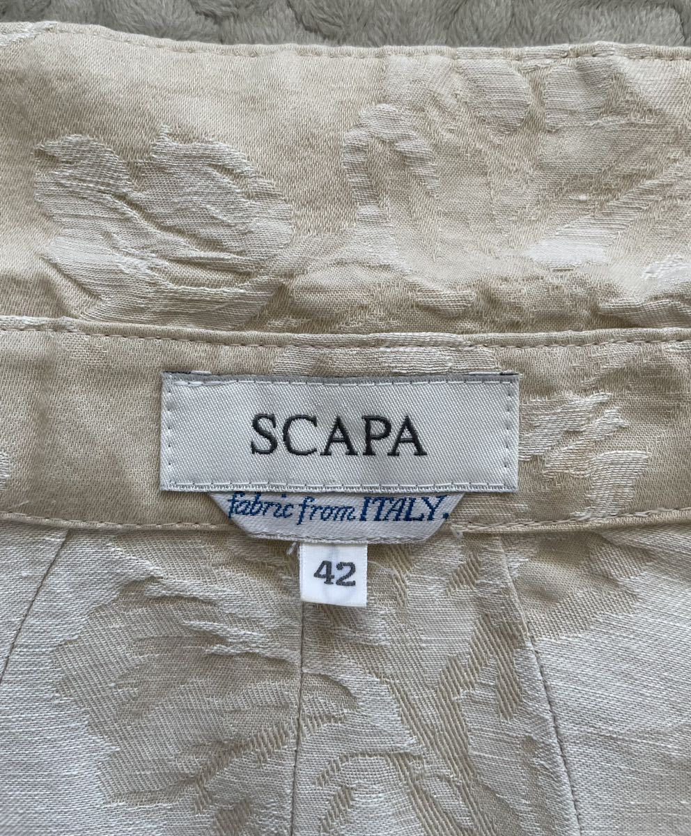  Scapa cotton flax jacket . minute sleeve floral print cotton linen beige en Boss Italy made cloth 42 SCAPA