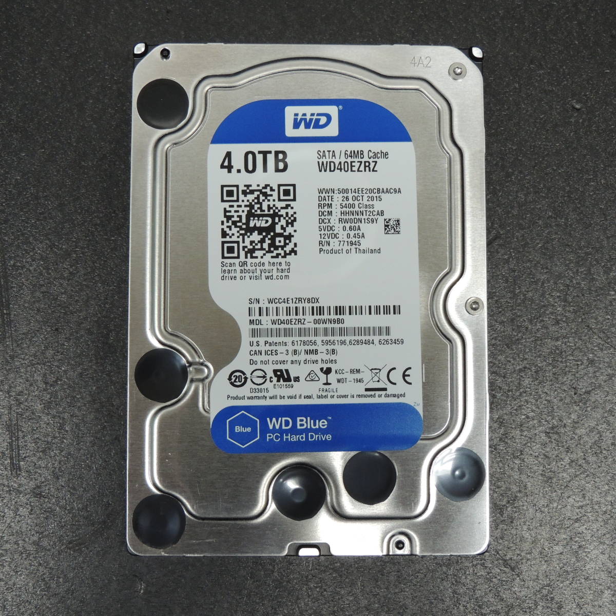 新作モデル 【検品済み/使用0時間】WD 4TB 管理:キ-02 WD40EZRZ HDD
