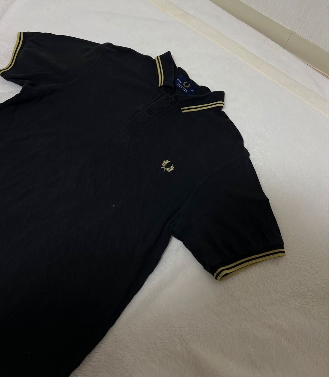 フレッドペリー ポロシャツ ブラック×ゴールド イングランド製 L