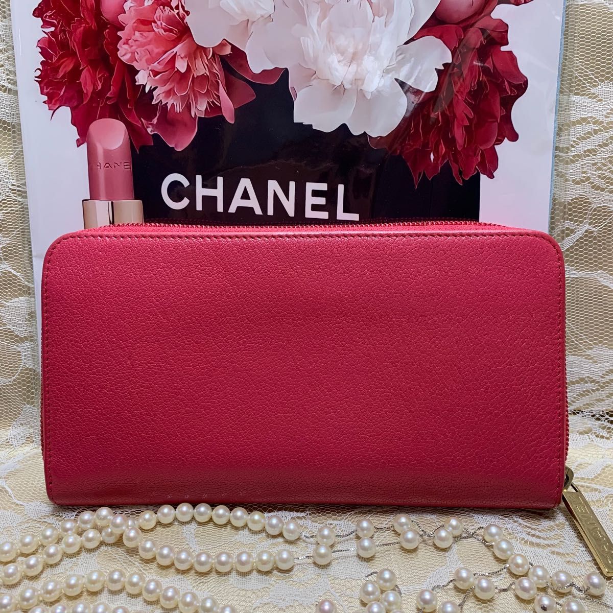 お値下げ中 極美品 鮮やかなピンク CHANEL シャネル 長財布 ココマーク