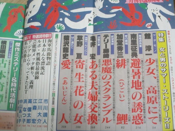 月刊小説　1990年8月■表紙：漆原ルミ/富島健夫/館淳一/南里征典/グラビア：いとうしいな_画像2